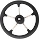Volant V70 Argent et Noir 5 branches Inox Ø : 350 mm/13,8"
