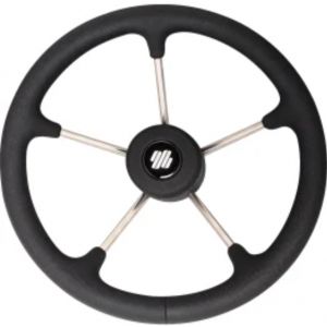 Volant V70 Argent et Noir 5 branches Inox Ø : 350 mm/13,8"